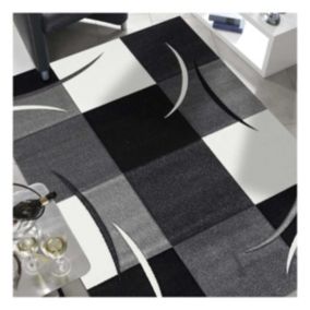 tapis salon 120x170 tissé gris rectangle motif géométrique ABSTRATA