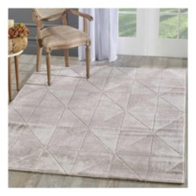 tapis salon 160x220 tissé crème rectangle motif géométrique VOLITRO