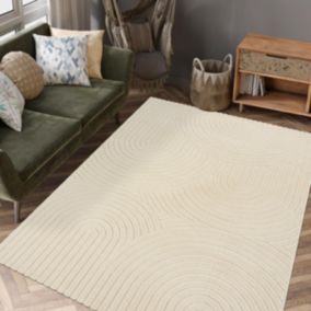 Tapis salon ARC6EL 240x340 cm Beige - Tapis Grand salon doux et soyeux