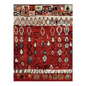 Tapis salon et chambre tissé motif berbère MO 75, rouge