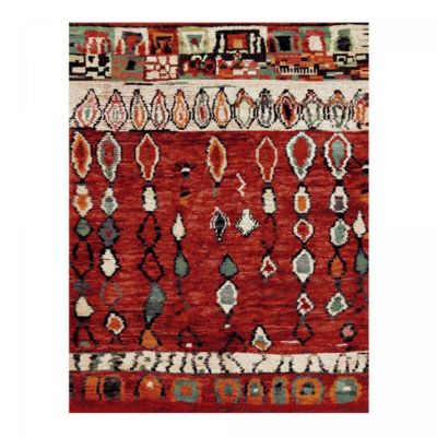 Tapis salon et chambre tissé motif berbère MO 75, rouge