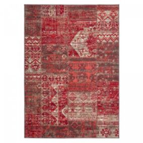 Tapis salon et chambre tissé motif ethnique AF1 PATWORK, rouge