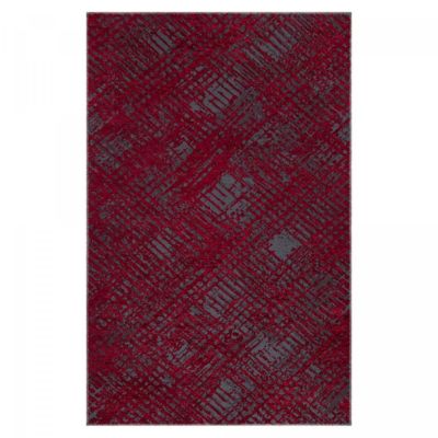 Tapis salon et chambre tissé motif faux uni TEREMINDE, rouge, gris
