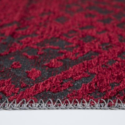Tapis salon et chambre tissé motif faux uni TEREMINDE, rouge, gris