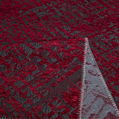 Tapis salon et chambre tissé motif faux uni TEREMINDE, rouge, gris