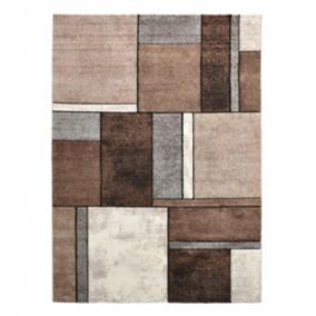 Tapis salon et chambre tissé motif géométrique GEOME, beige
