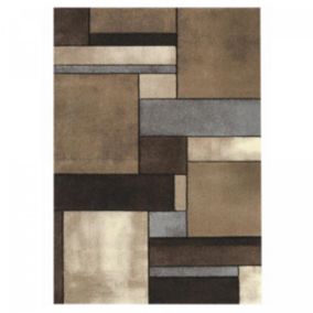 Tapis salon et chambre tissé motif géométrique GEOME, beige