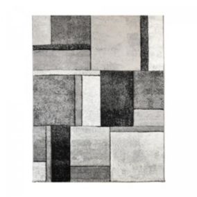 Tapis salon et chambre tissé motif géométrique GEOME, gris