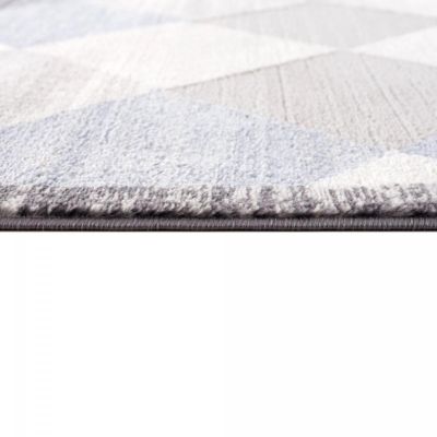 Tapis salon et chambre tissé motif géométrique HARLE, gris clair, gris foncé, bleu