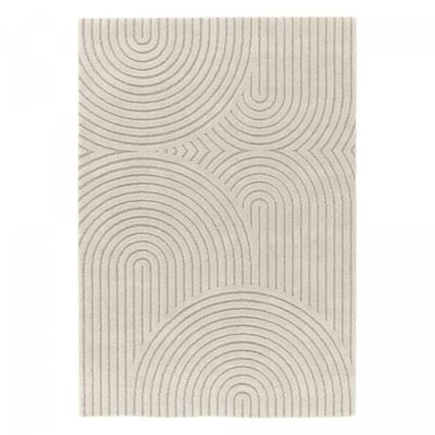 Tapis salon et chambre tissé motif simple RIVIERA 1, beige