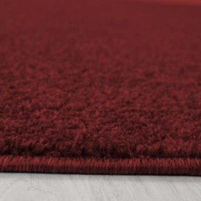Tapis salon et chambre tissé motif uni SOULA, rouge