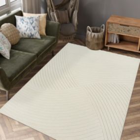 Tapis salon GEMGRAF 120x160 cm Crème - Tapis Chambre doux et soyeux