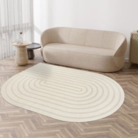 Tapis salon LOUSIA 160x230 cm Crème - Tapis forme original en relief