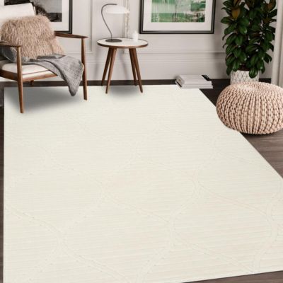 Tapis salon TENDIA 120x160 cm Crème - Tapis Chambre doux et soyeux