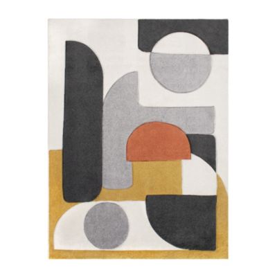 Tapis Sarah motif graphique 150 x 200 cm noir et blanc