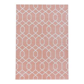 Tapis scandinave à courtes mèches graphique Huppe 250x80 CM - Rose