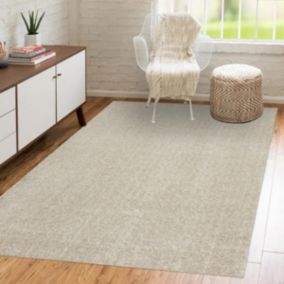 Tapis shaggy 120x170 rectangle tissé beige motif uni TAPITOP