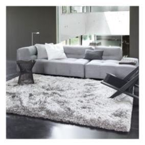 Tapis shaggy 140x200 rectangle fait main gris motif uni ADORE 2