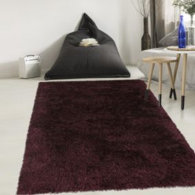 Tapis shaggy 140x200 rectangle fait main violet motif uni MALAIDORY