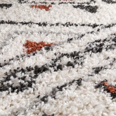 Tapis shaggy 160x230 rectangle tissé blanc et rouge motif berbère CHROMA 1