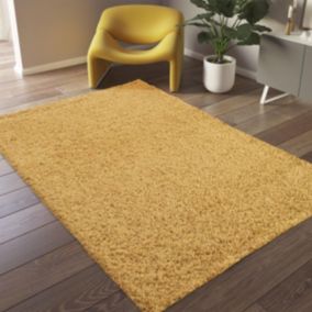 Tapis shaggy 160x230 rectangle tissé jaune motif uni CROMA 5