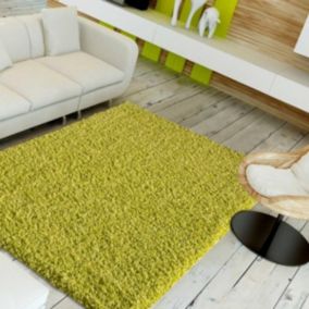 Tapis shaggy 160x230 rectangle tissé vert motif uni SG LOCA