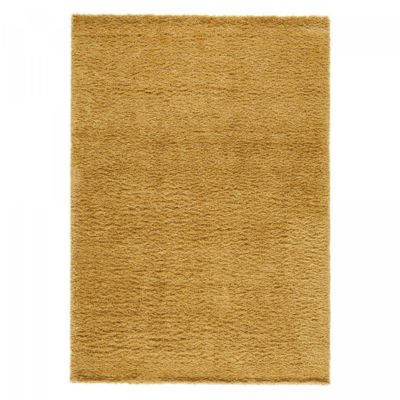 Tapis shaggy 200x290 rectangle tissé jaune motif uni CROMA 5