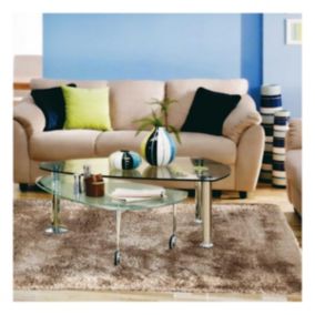 Tapis shaggy 200x300 rectangle fait main noisette motif uni ADORE 2