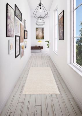 Tapis shaggy Coltrane L. 150 x l. 80 x ep. 3 cm crème GoodHome