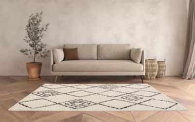 Tapis Shaggy Coltrane motif Berbère L. 160 x l. 230 x ep. 3 cm beige GoodHome