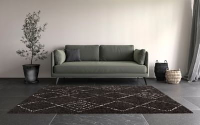 Tapis Shaggy Coltrane motif Berbère L. 160 x l. 230 x ep. 3 cm noir GoodHome