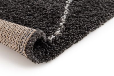 Tapis Shaggy Coltrane motif Berbère L. 160 x l. 230 x ep. 3 cm noir GoodHome