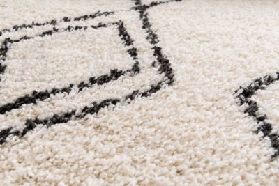 Tapis Shaggy Coltrane motif Berbère L. 170 x l. 120 x ep. 3 cm crème GoodHome