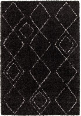 Tapis Shaggy Coltrane motif Berbère L. 170 x l. 120 x ep. 3 cm noir GoodHome