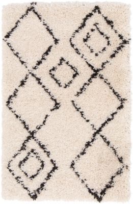 Tapis Shaggy Coltrane motif Berbère L. 60 x l. 90 x ep. 3 cm beige GoodHome