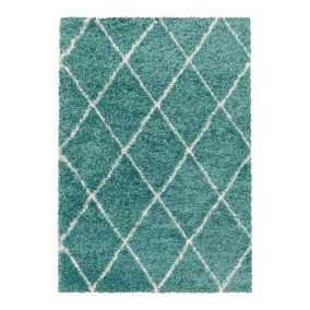 Tapis shaggy design rectangle géométrique Chantecler 110x60 CM - Bleu