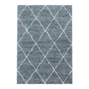 Tapis shaggy design rectangle géométrique Chantecler 110x60 CM - Gris