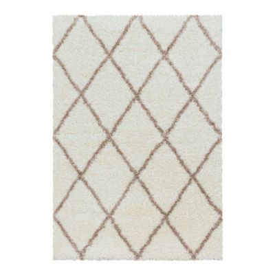 Tapis shaggy design rectangle géométrique Chantecler 170x120 CM - Crème