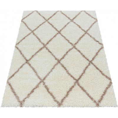 Tapis shaggy design rectangle géométrique Chantecler 170x120 CM - Crème