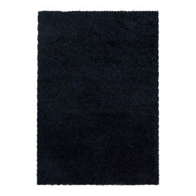 Tapis shaggy design uni rectangulaire Gadol 110x60 CM - Noir