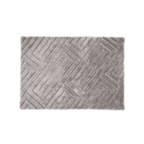 Tapis shaggy en relief à poils longs - 160 x 230 cm - Gris - MAZE