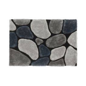 Tapis shaggy à poils longs - 200 x 290 cm - Gris - PIETRA