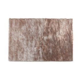 Tapis shaggy à poils longs ultra doux - 120 x 170 cm - Taupe reflet beige - DOLCE