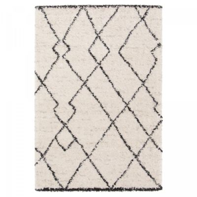 Tapis shaggy tissé motif berbère CROMA 12, noir, écru