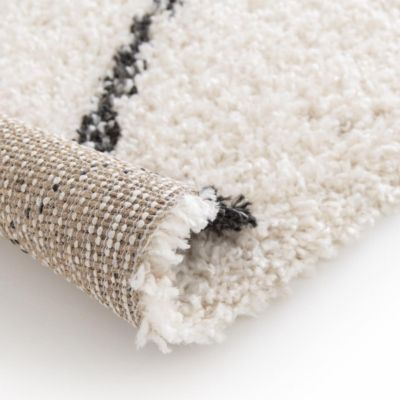 Tapis shaggy tissé motif berbère CROMA 12, noir, écru