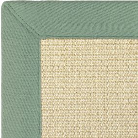 Tapis Sisal grosses boucles - Cuba blanchi - Ganse lin vert sauge - 120 x 170 cm