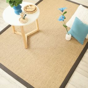 Tapis Sisal grosses boucles - Cuba orge - Ganse chocolat - 120 x 170 cm