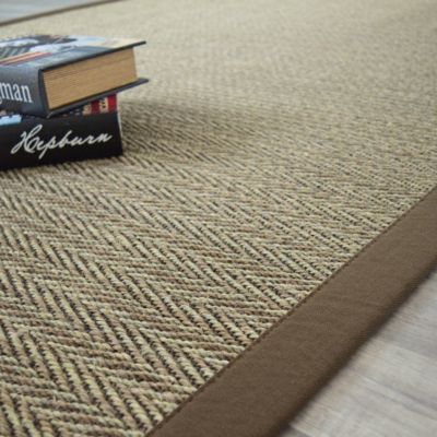 Tapis Sisal - Nairobi chevron - Ganse coton marron - 250 x 350 cm