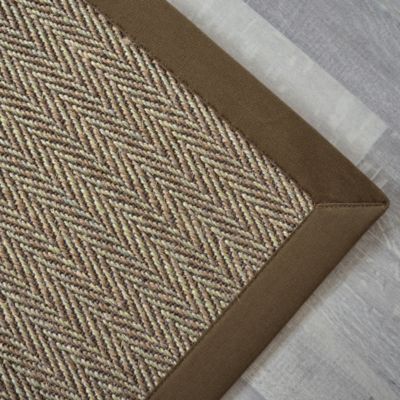 Tapis Sisal - Nairobi chevron - Ganse coton marron - 250 x 350 cm