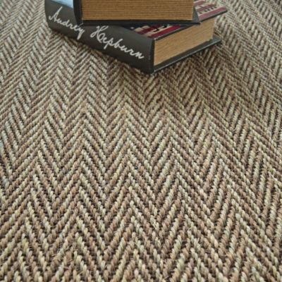 Tapis Sisal - Nairobi chevron - Ganse coton marron - 250 x 350 cm